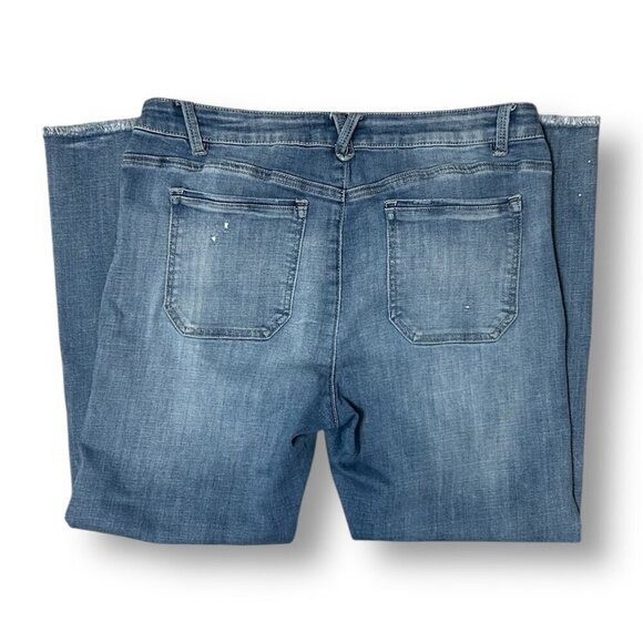 Democracy Seamless Ankle Skimmer Distressed Raw Hem Medium Wash Blue Jeans 14 - Picture 6 of 10